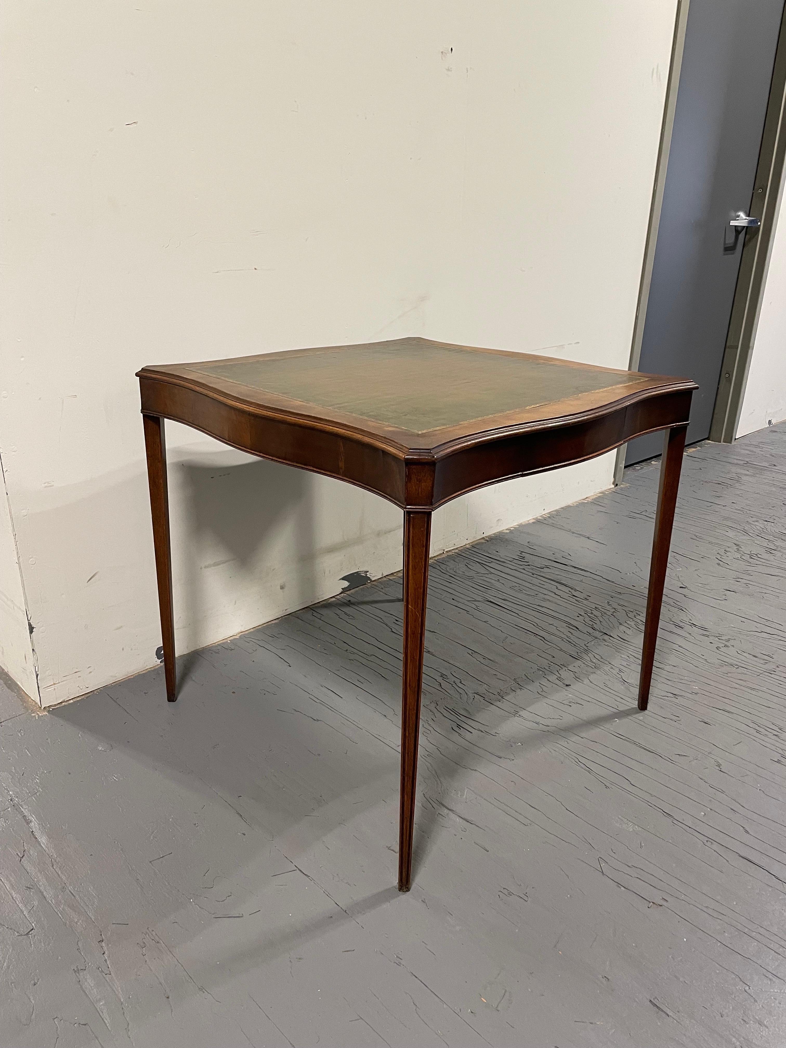 Vintage Tooled Leather Top Game Table For Sale at 1stDibs