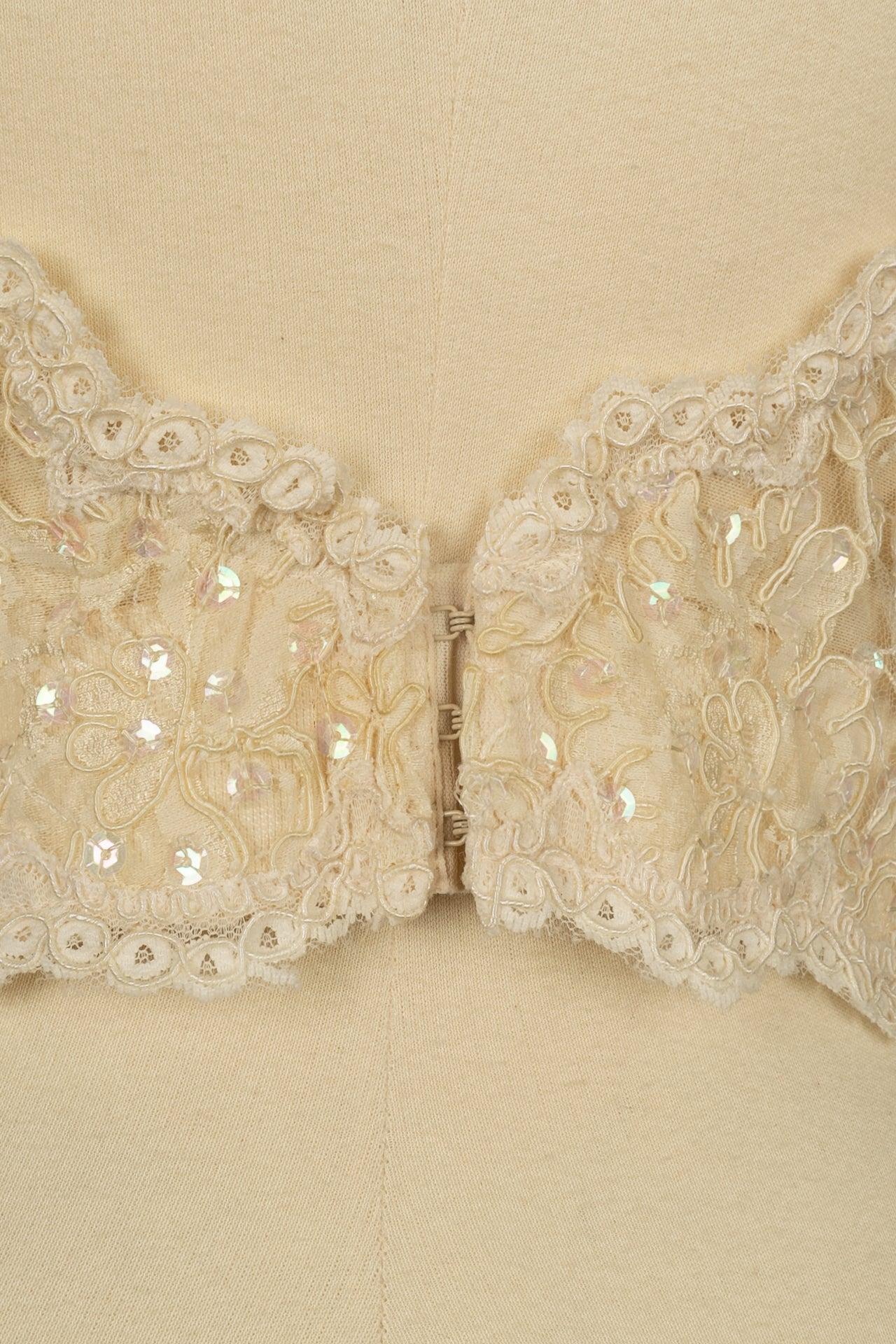 Vintage Top / Corset in White Lace and Sequins For Sale 1