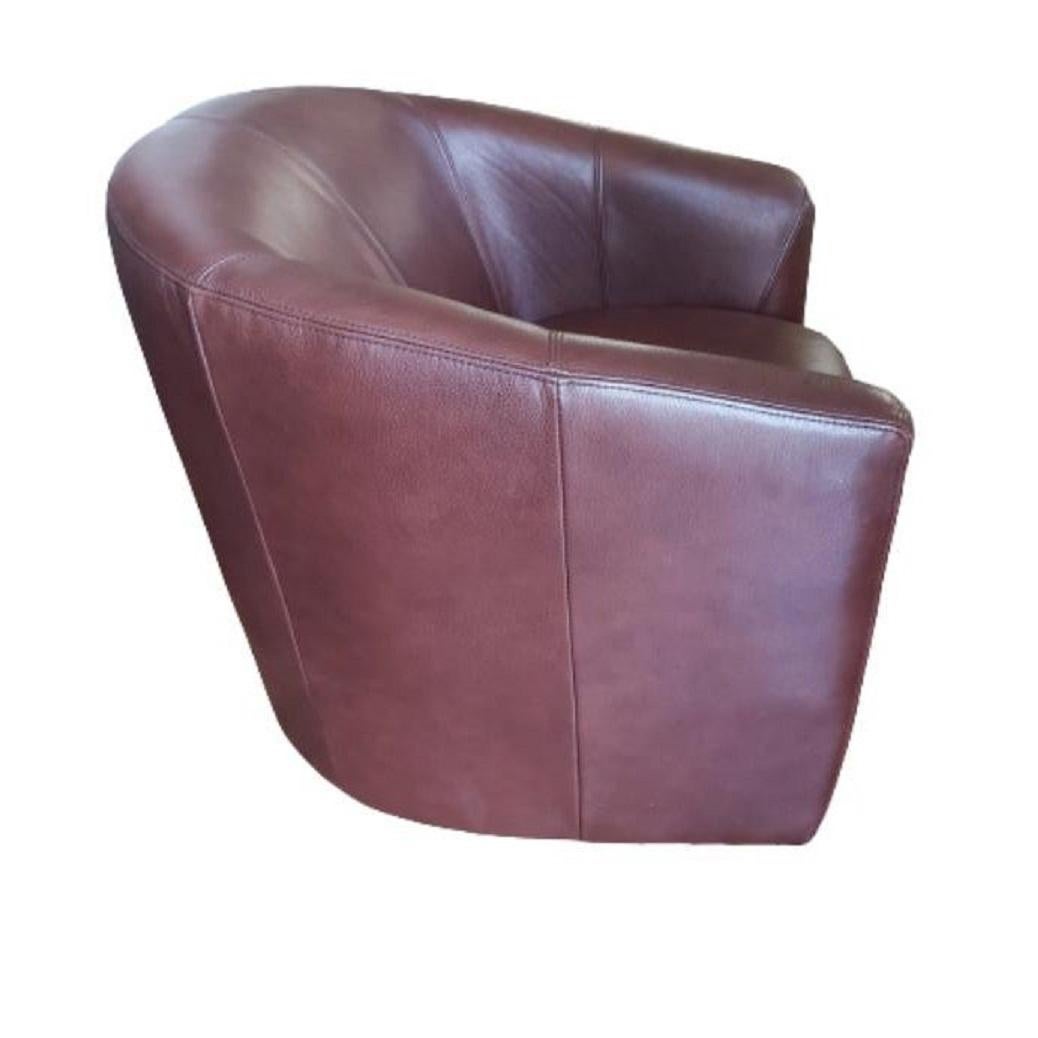 Modern Vintage Top Grain Leather 360° Swivel Club Chair by Rapallo Leather