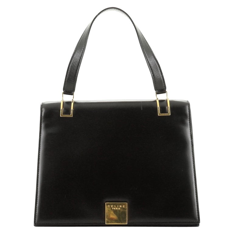 Vintage Top Handle Flap Bag Leather Medium at 1stDibs