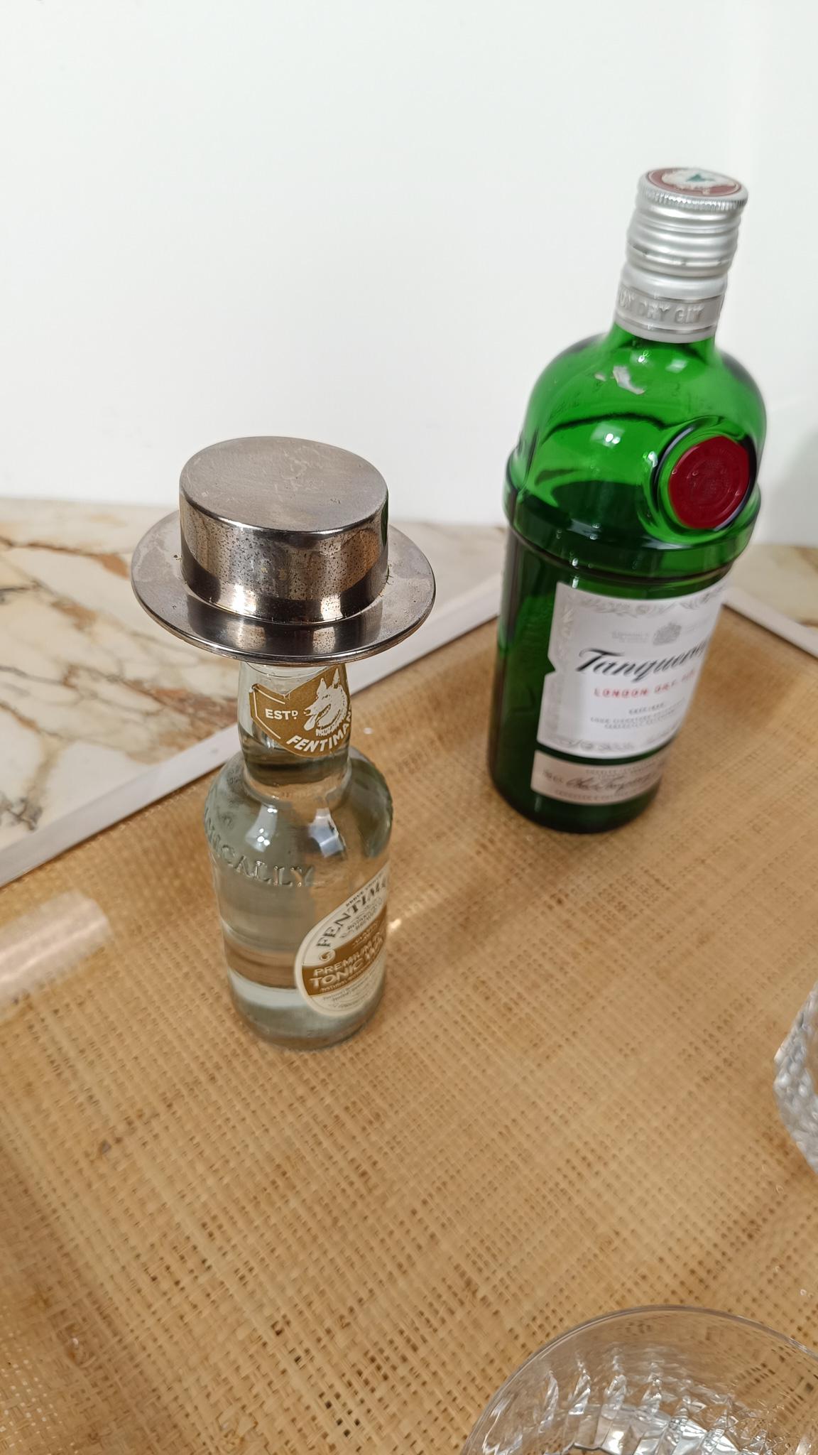 Vintage Top Hat Flaschenöffner aus versilbertem Messing Metall 70er Jahre im Angebot 4