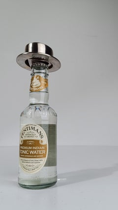 Vintage Top Hat Bottle Opener in Silver Plated Brass Metal 70s