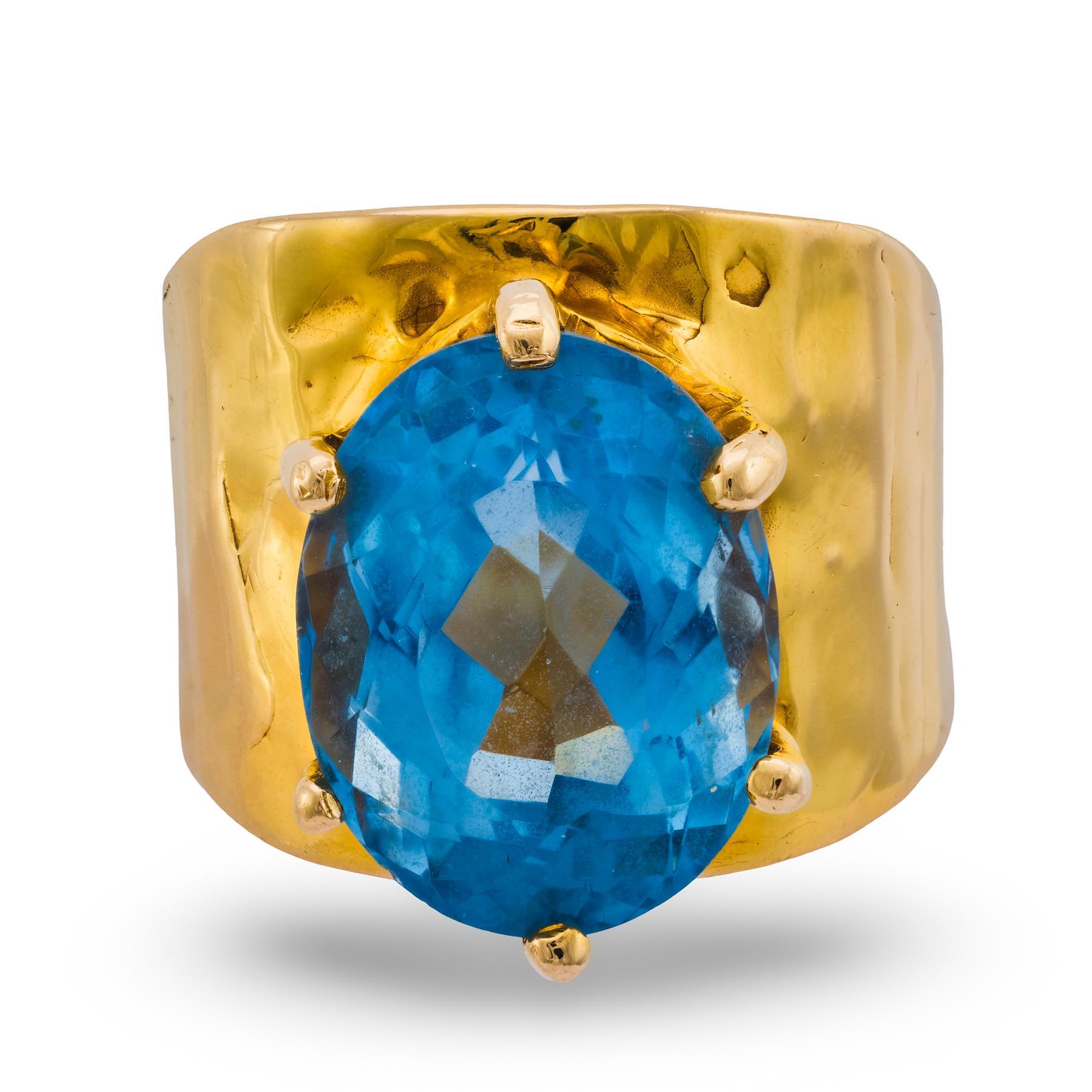 Vintage Topas 14k Gelbgold-Cocktailring (Zeitgenössisch) im Angebot