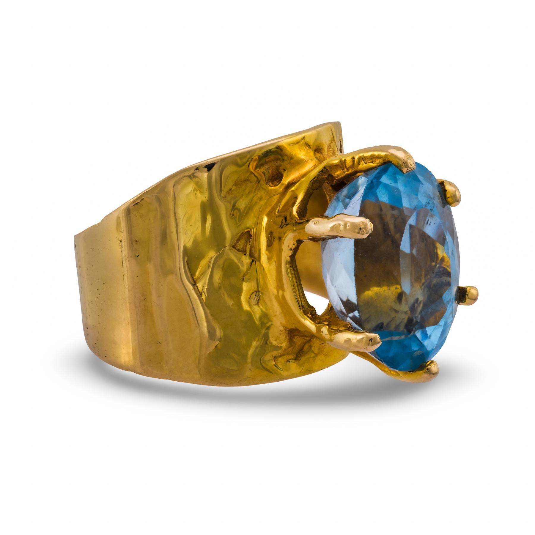 Vintage Topas 14k Gelbgold-Cocktailring im Zustand „Gut“ im Angebot in Beverly Hills, CA