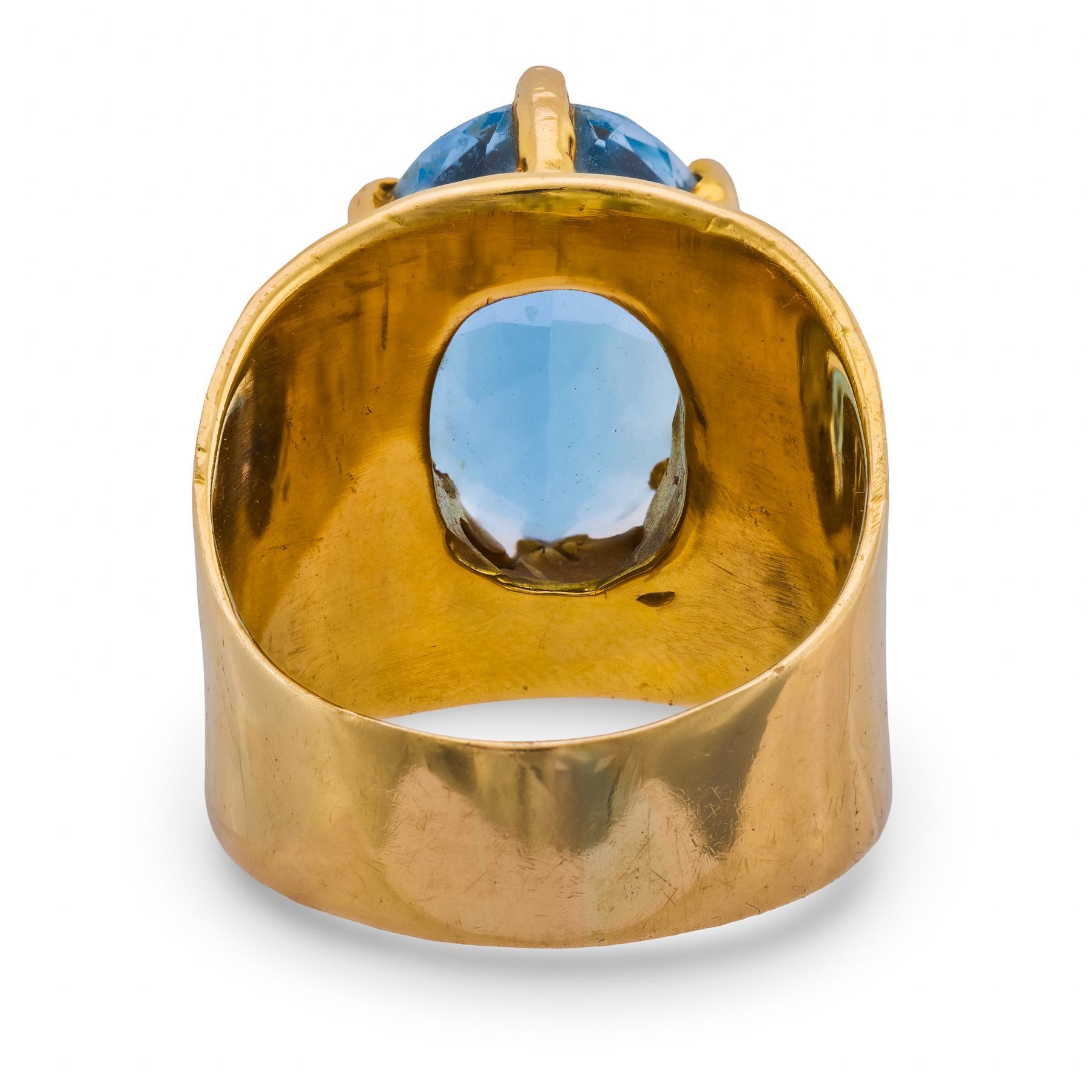 Vintage Topas 14k Gelbgold-Cocktailring Damen im Angebot