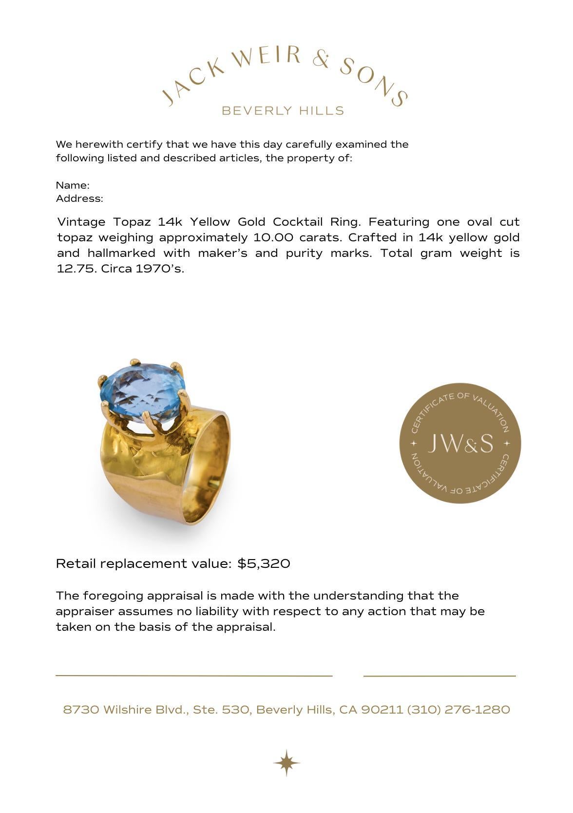 Vintage Topas 14k Gelbgold-Cocktailring im Angebot 1