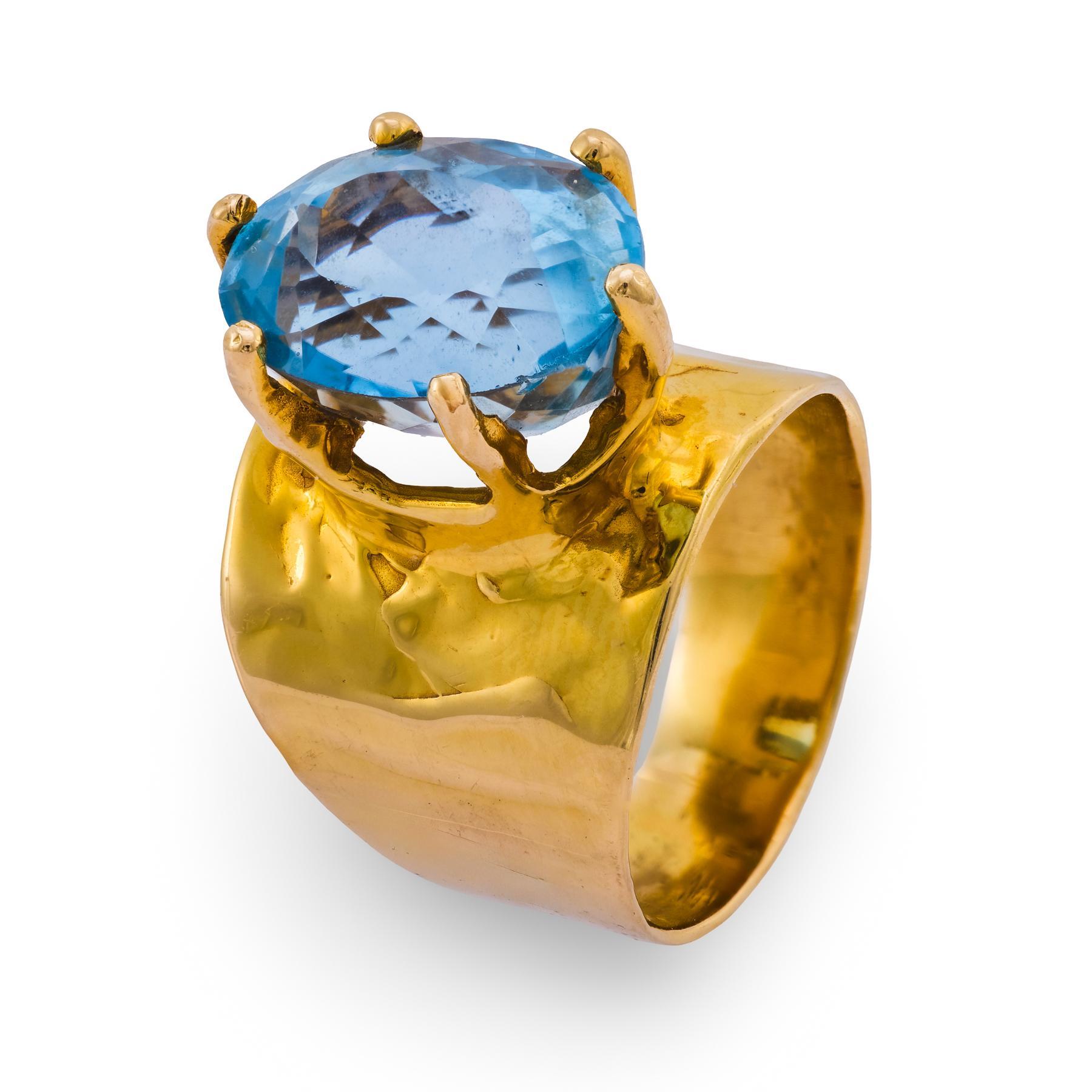 Vintage Topas 14k Gelbgold-Cocktailring im Angebot 2
