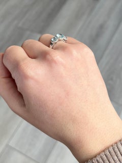 Vintage Topaz and Diamond 9 Carat White Gold Triple Cluster Ring