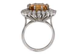 Vintage topaz and marquise diamond cluster ring, circa 1980.