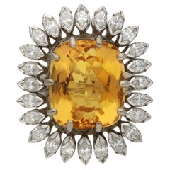 Vintage topaz and marquise diamond cluster ring, circa 1980. 