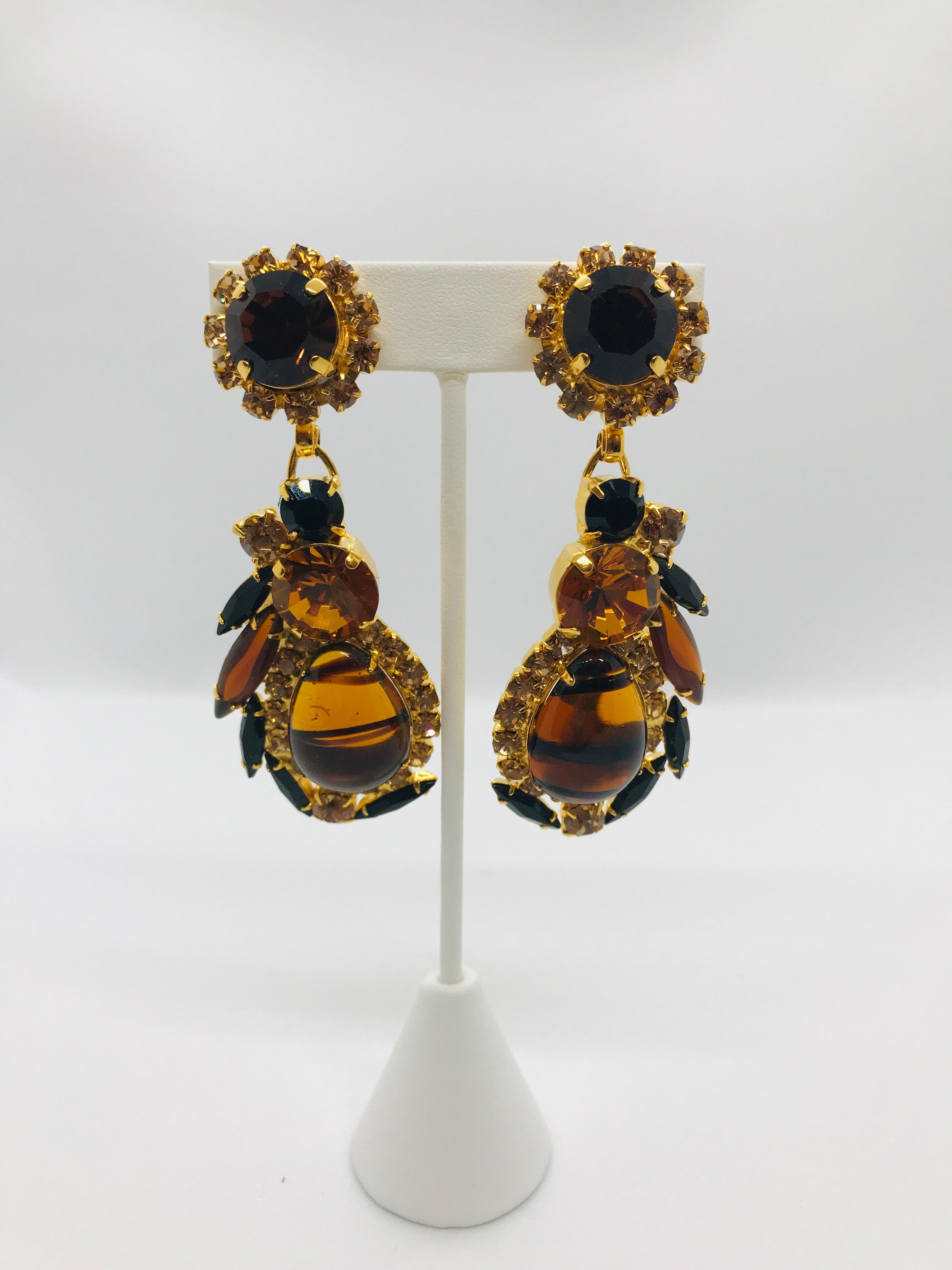 Retro Vintage Topaz Austrian Crystal and Czech 