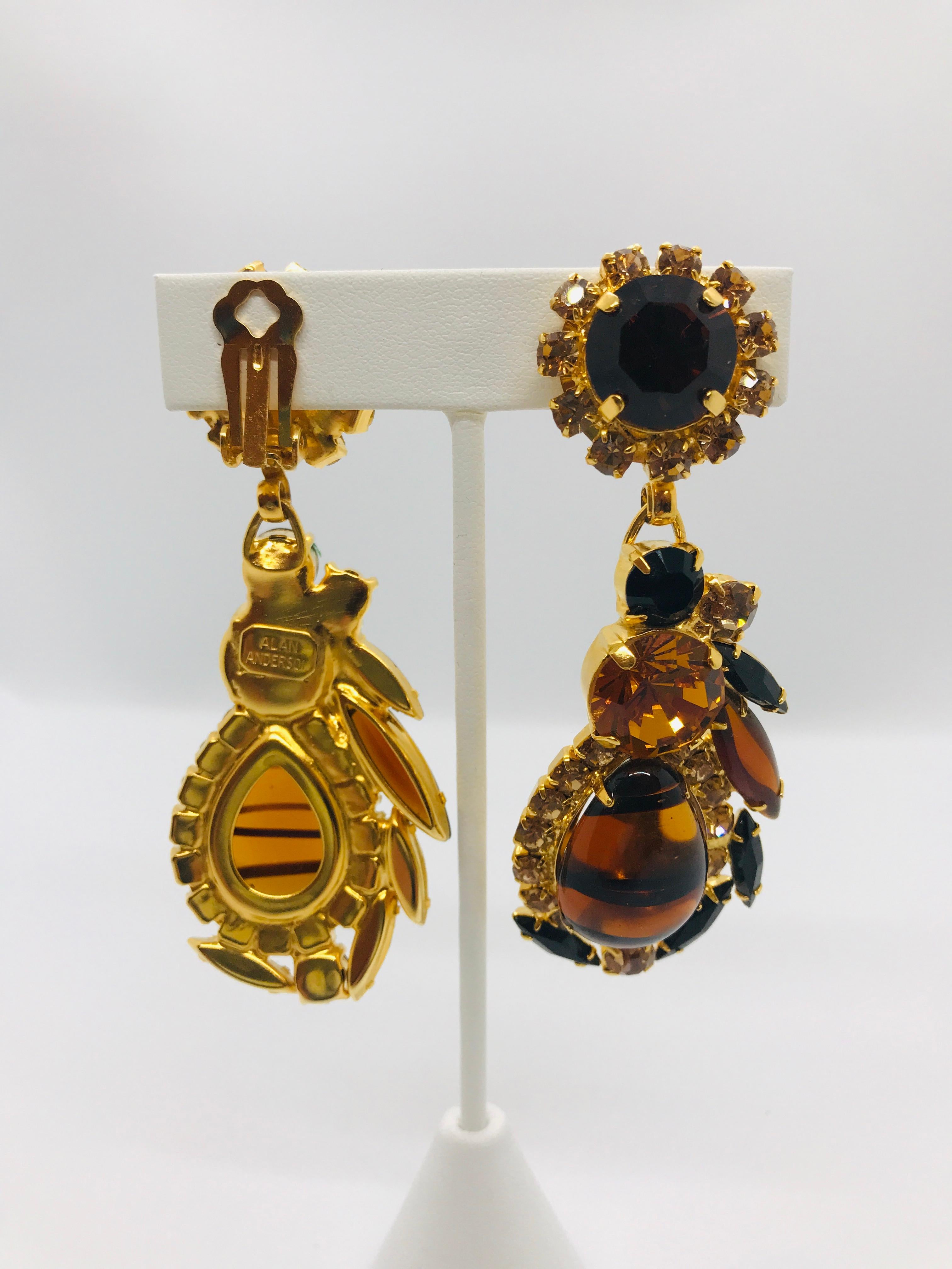 Pear Cut Vintage Topaz Austrian Crystal and Czech 