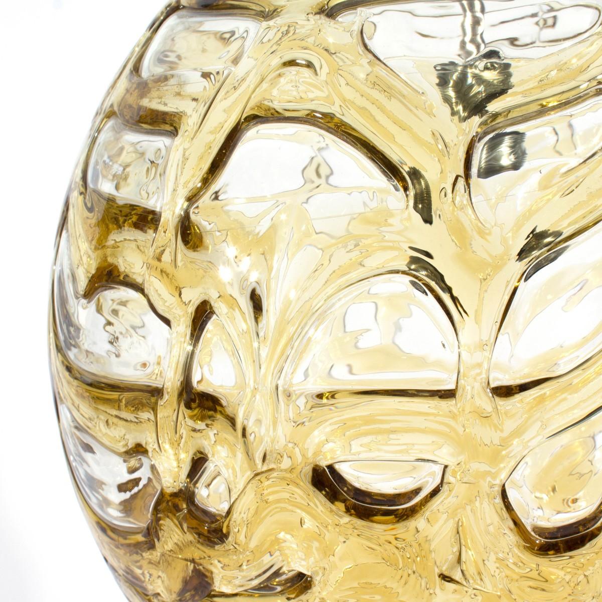 Mid-Century Modern Vintage Topaz Patterned Glass Sphere Pendant Light