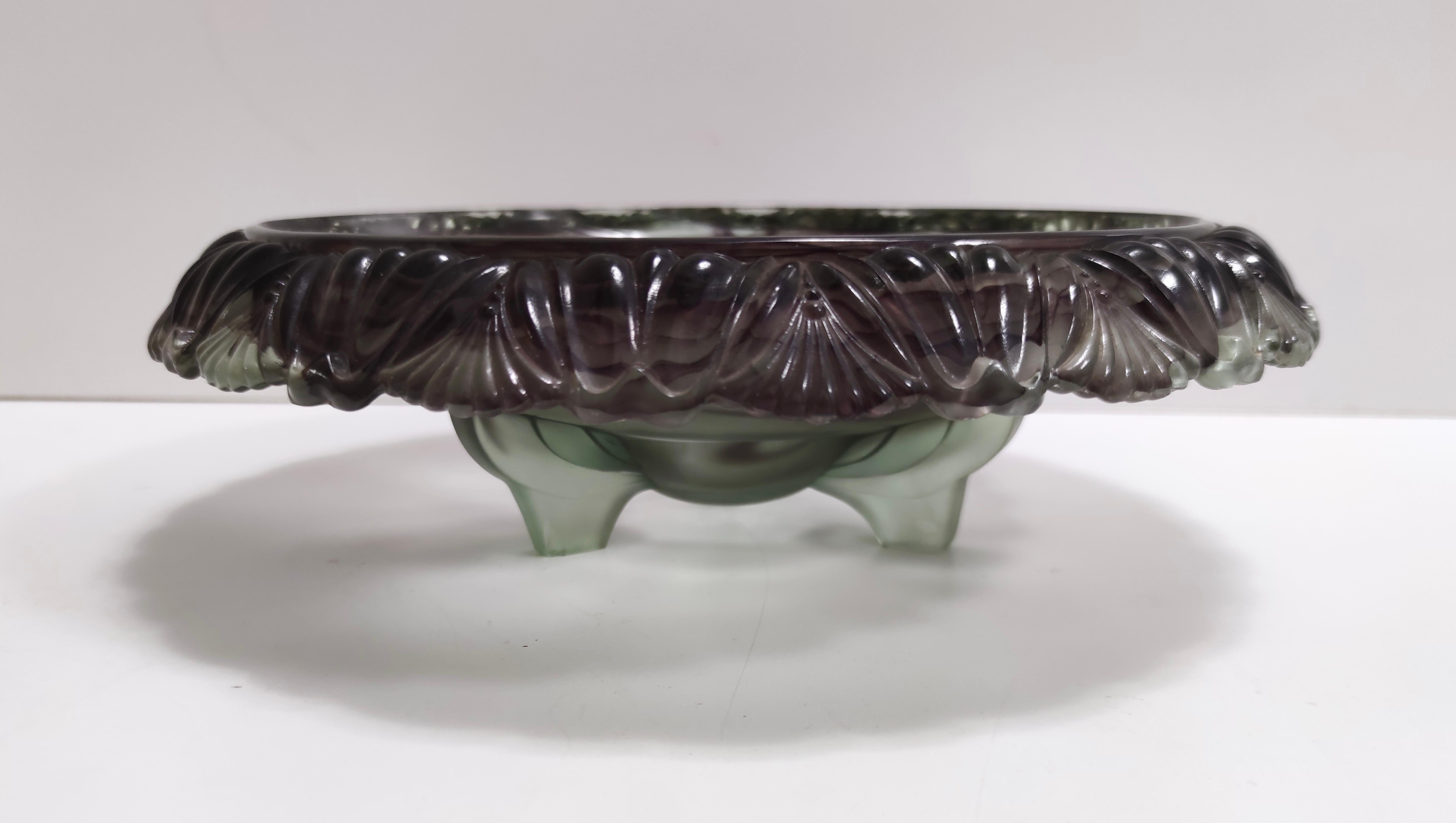 Mid-20th Century Vintage Topaz-Violet Cloud Glass Bowl or Centerpiece by Walther, Germany For Sale