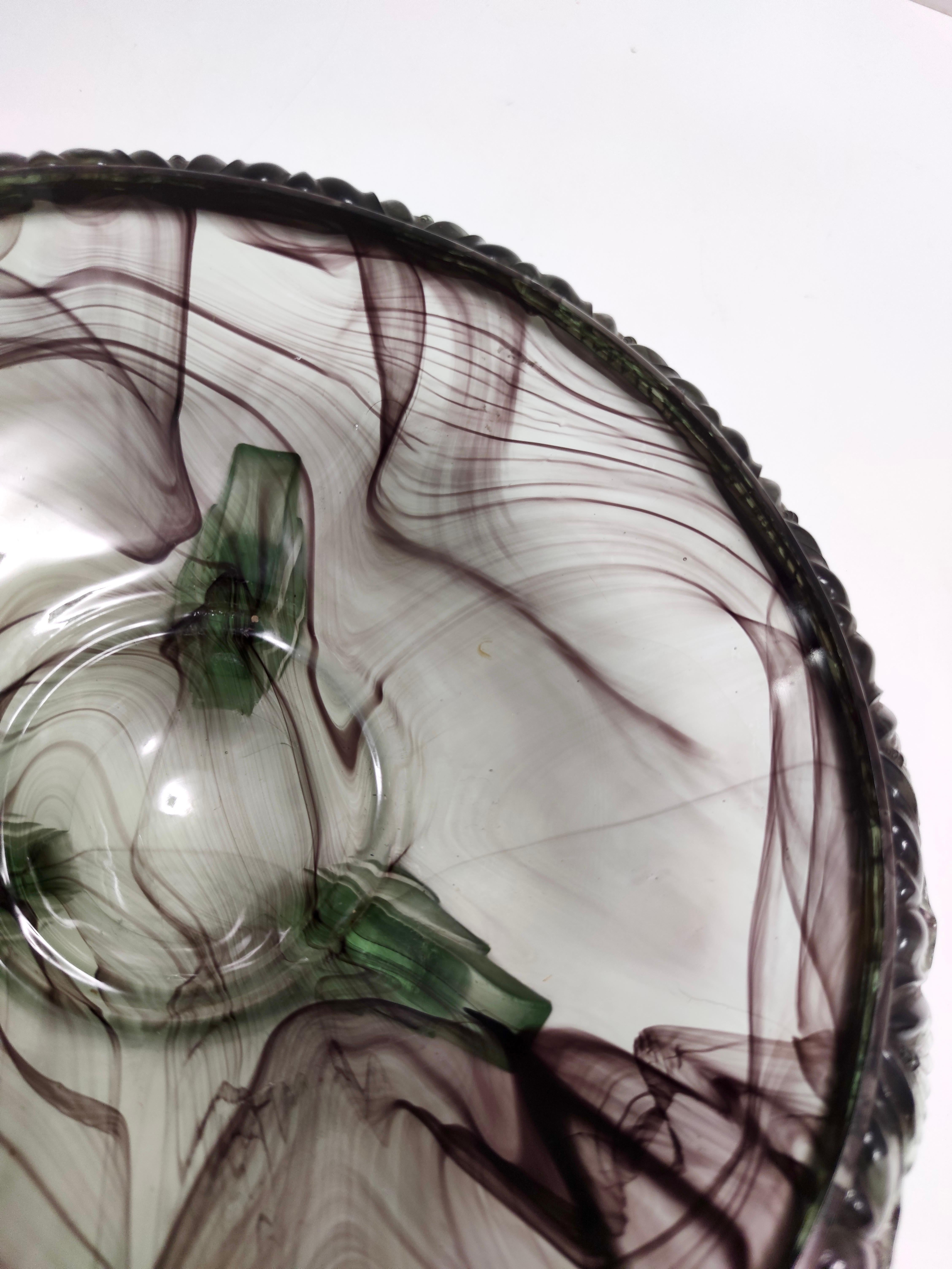 Cuenco o centro de mesa vintage de cristal topacio-violeta de Walther & Sohne, Alemania en venta 1