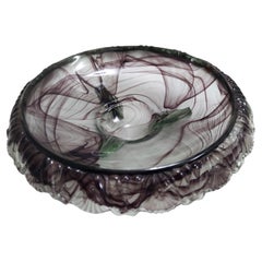 Antique Topaz-Violet Cloud Glass Bowl or Centerpiece by Walther, Germany
