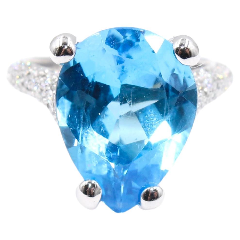 Bague vintage en topaze d'environ 8,00 carats et diamants en vente