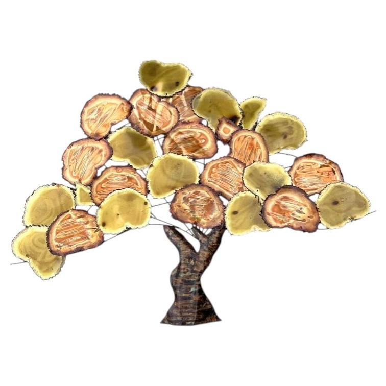 Vintage Torch Cut Brass and Copper Tree Wall Sculpture