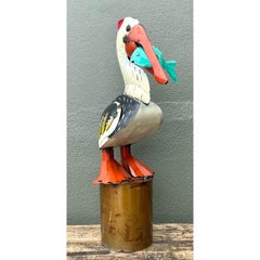 Vintage Torch Cut Metal Pelican