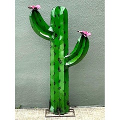 Vintage Torched Metal Cut Cactus