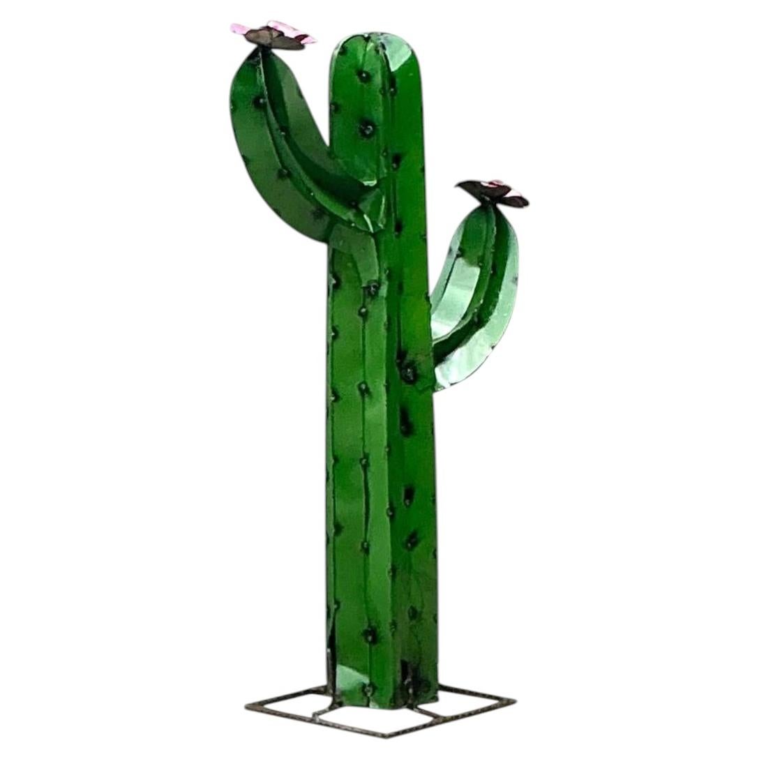 Vintage Torched Metal Cut Cactus For Sale