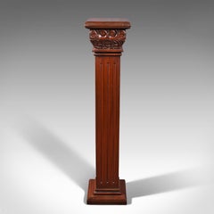Vintage Torchere Stand, Continental, Walnut, Jardiniere, Display Column, C.1950