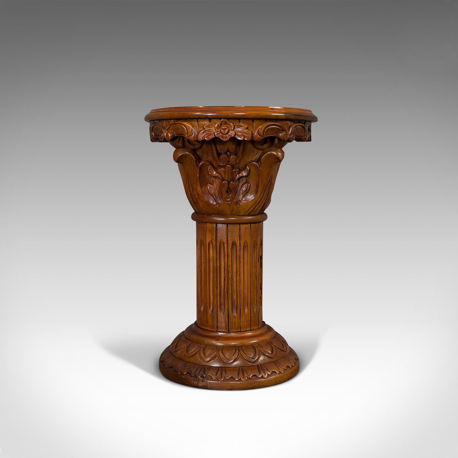 Vintage Torchere Stand, Oriental, Mahogany, Marble, Jardinière, Lamp Table For Sale 1