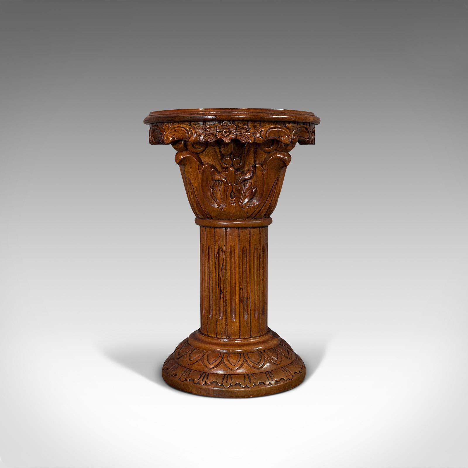Vintage Torchere Stand, Oriental, Mahogany, Marble, Jardinière, Lamp Table For Sale 2