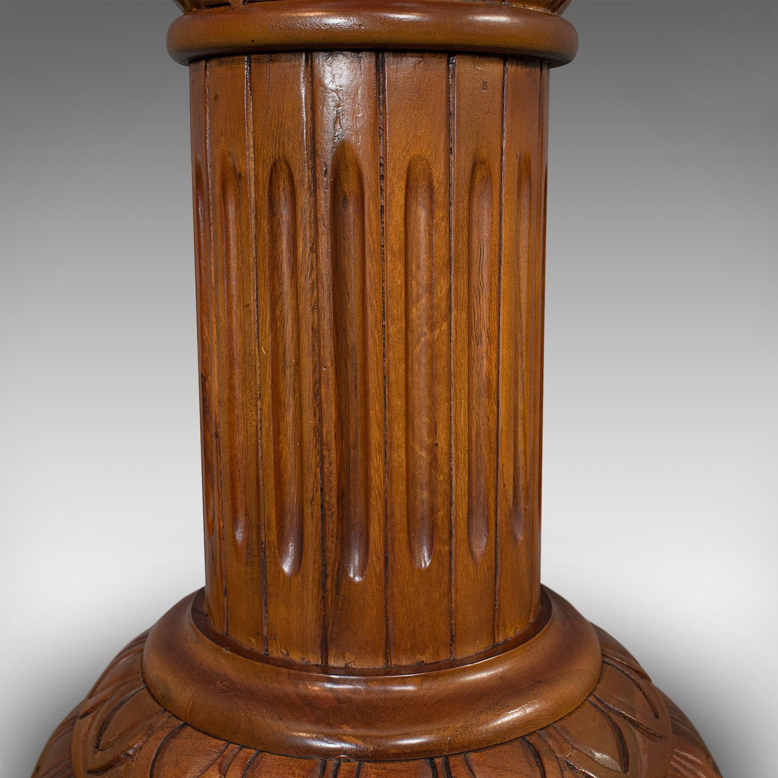 Vintage Torchere Stand, Oriental, Mahogany, Marble, Jardinière, Lamp Table For Sale 5