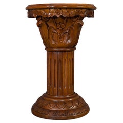 Support torchère vintage oriental, acajou, marbre, Jardinire, table de lampe