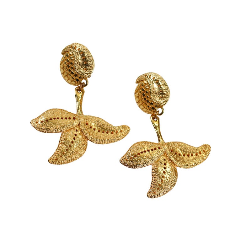 Women's Vintage ILTorrente Paris Gold Tone Dangling Earrings Circa 1980s For Sale