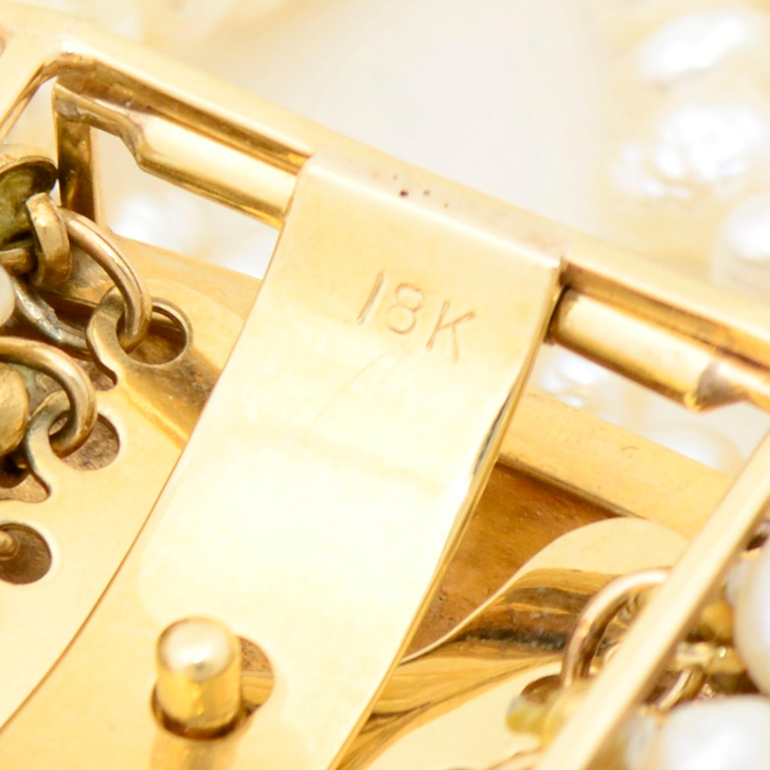Collier vintage style torsadé en or 18 carats avec 12 perles multi-rangs en vente 6