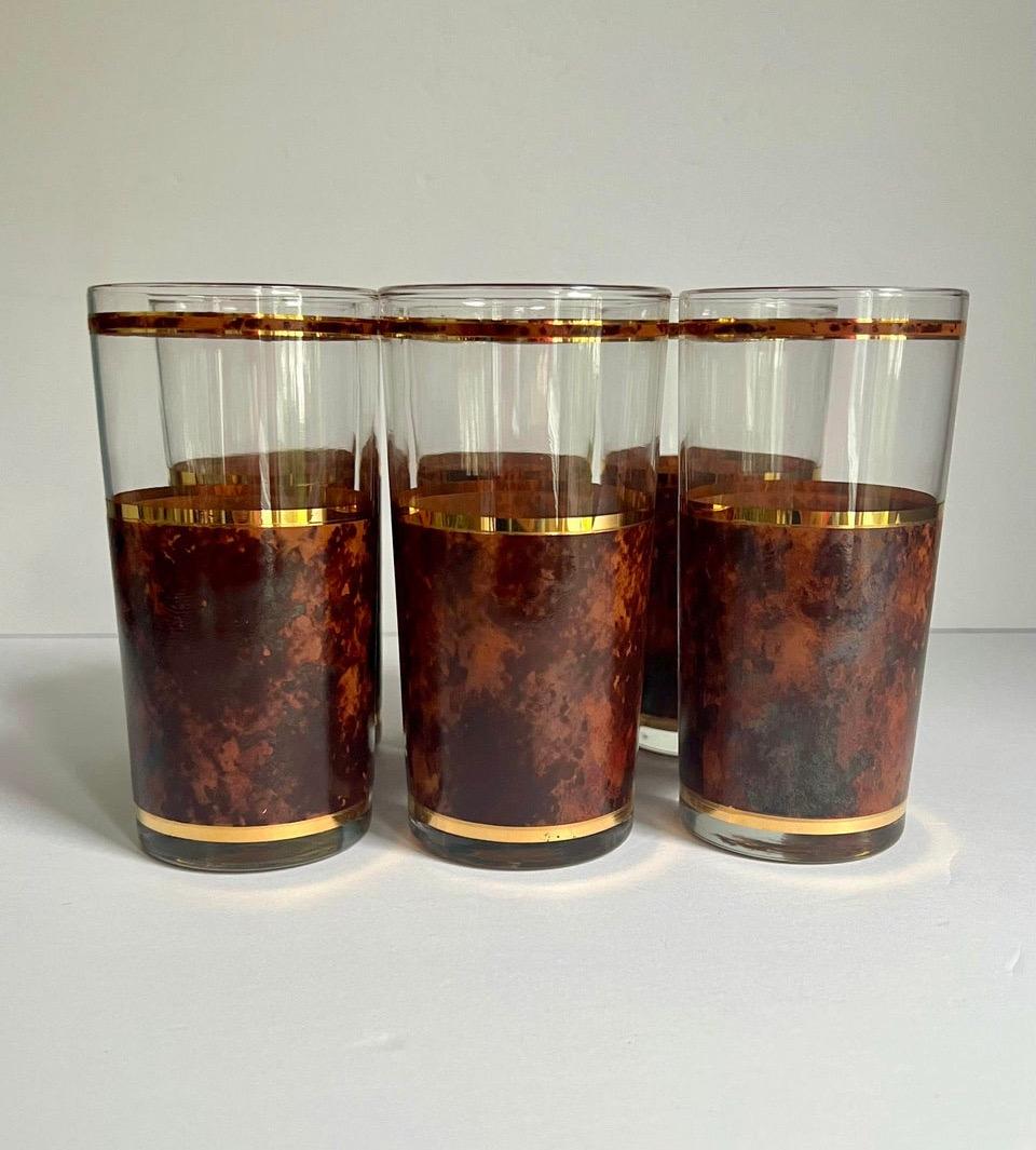 20th Century Vintage Tortoise and Gold Glasses - Set of 6 For Sale
