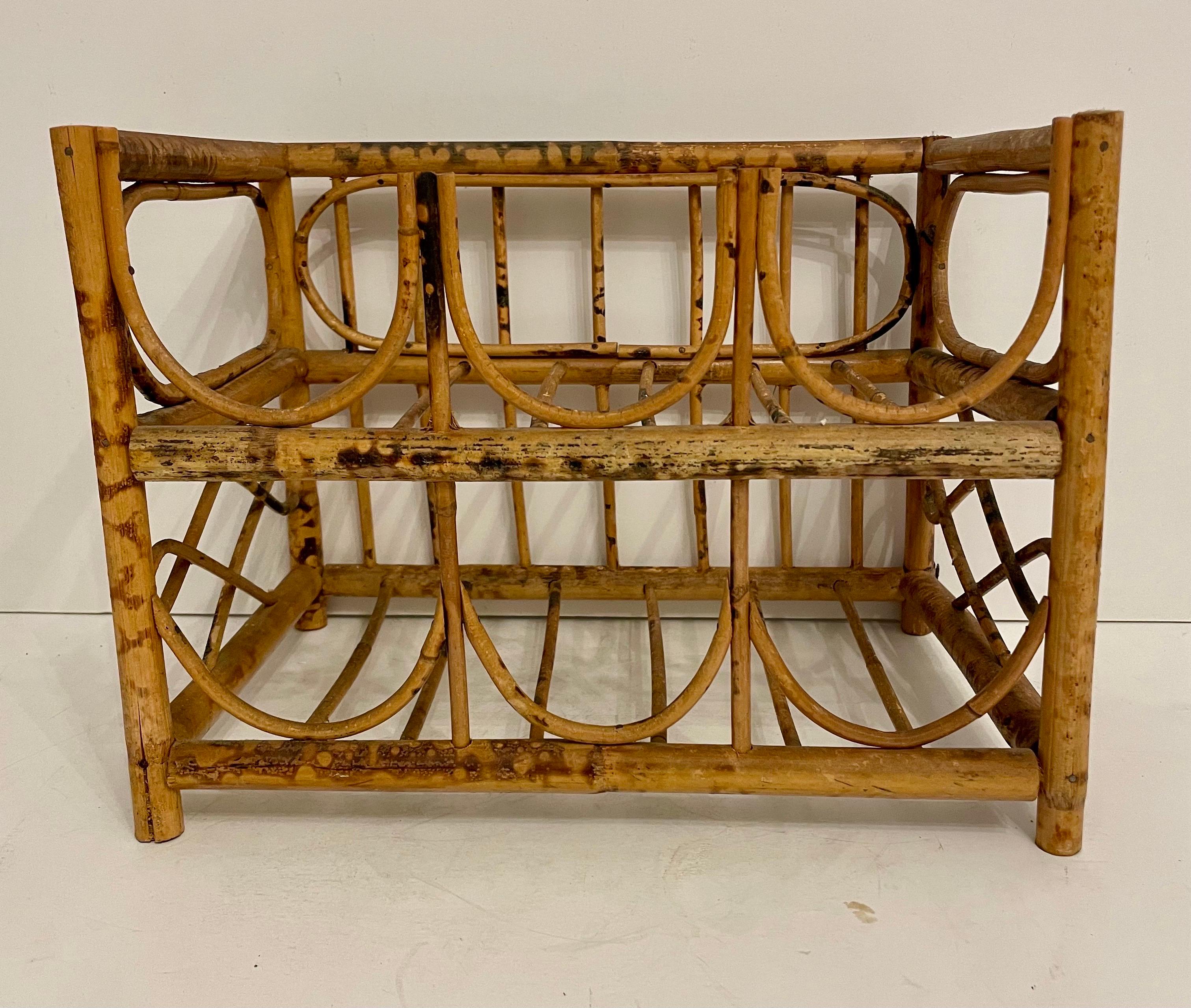Vintage Tortoise Bamboo 6 Bottle Wine Rack. Good condition and sturdy, ready to use. 