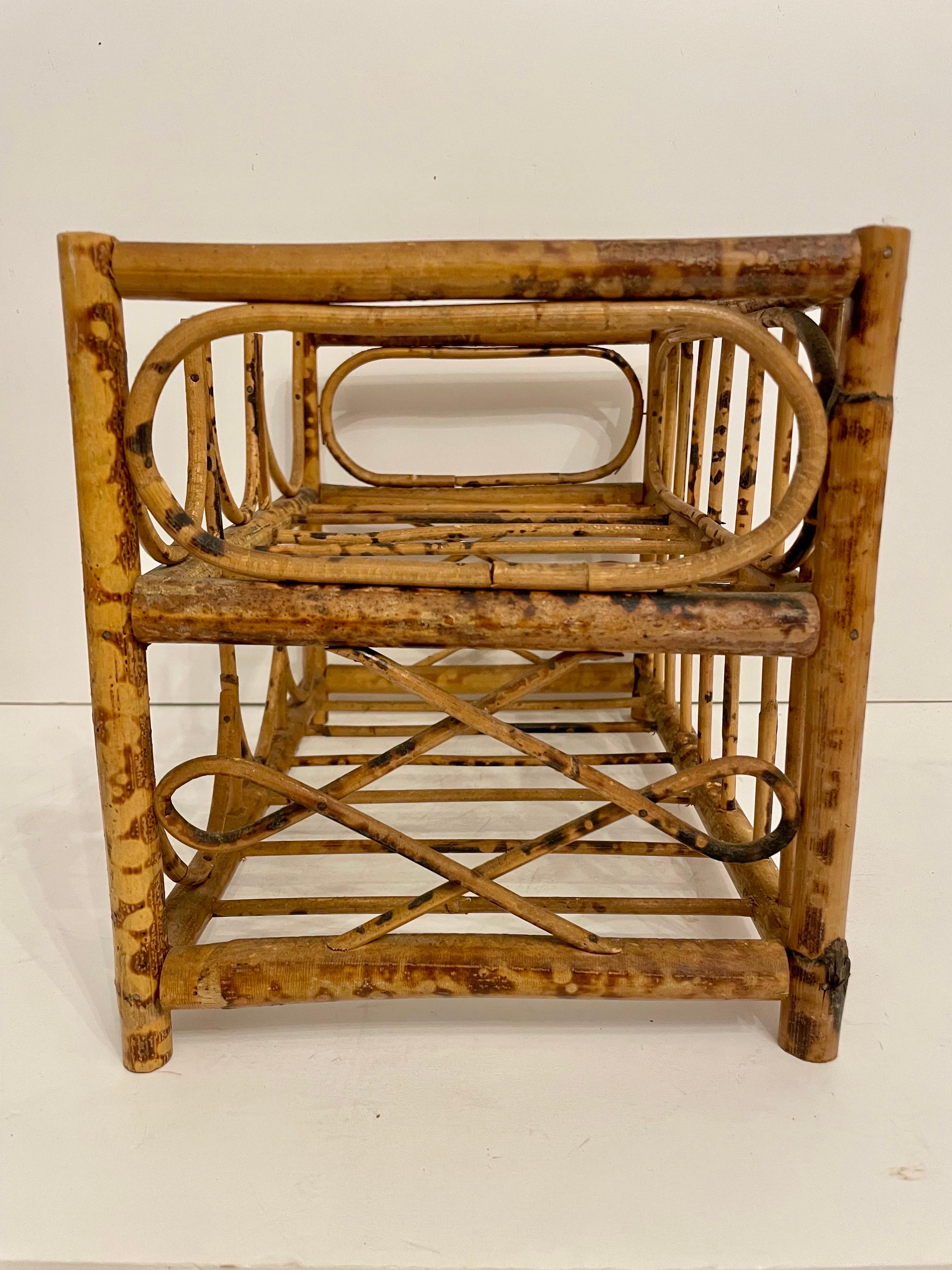 20th Century Vintage Tortoise Bamboo 6 Bottle Wine Rack For Sale