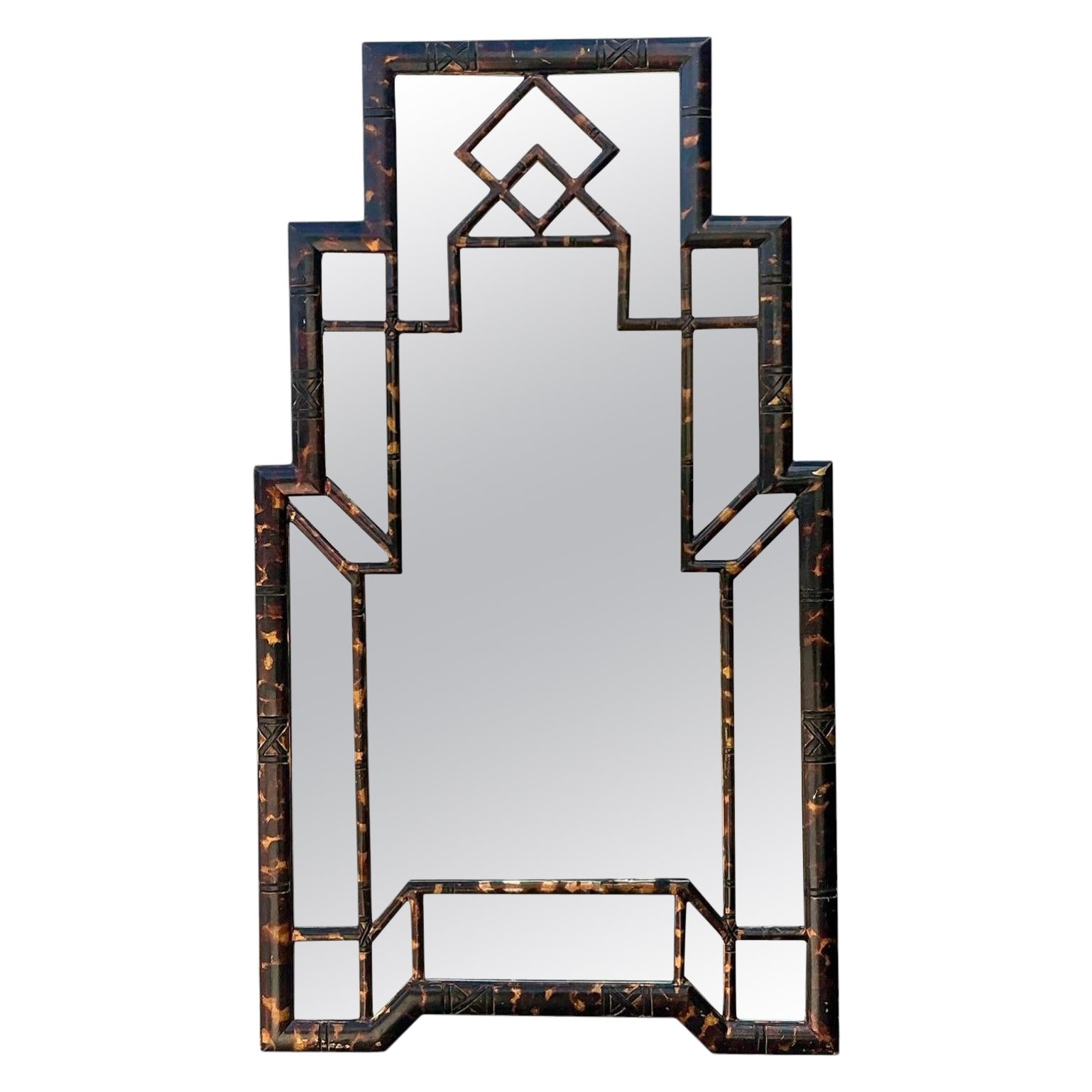 Vintage Tortoise Bamboo Mirror