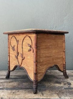 Vintage Tortoise Bamboo Sewing Box