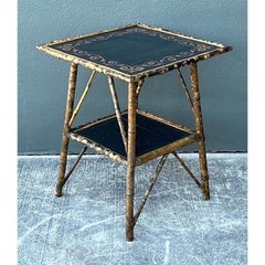 Vintage Tortoise Bamboo Side Table
