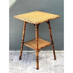 Vintage Tortoise Bamboo Side Table