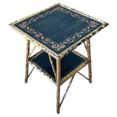 Vintage Tortoise Bamboo Side Table