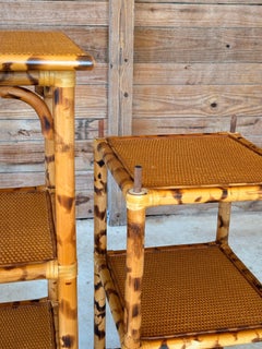 Vintage Tortoise Rattan Étagère / Open Shelving Unit