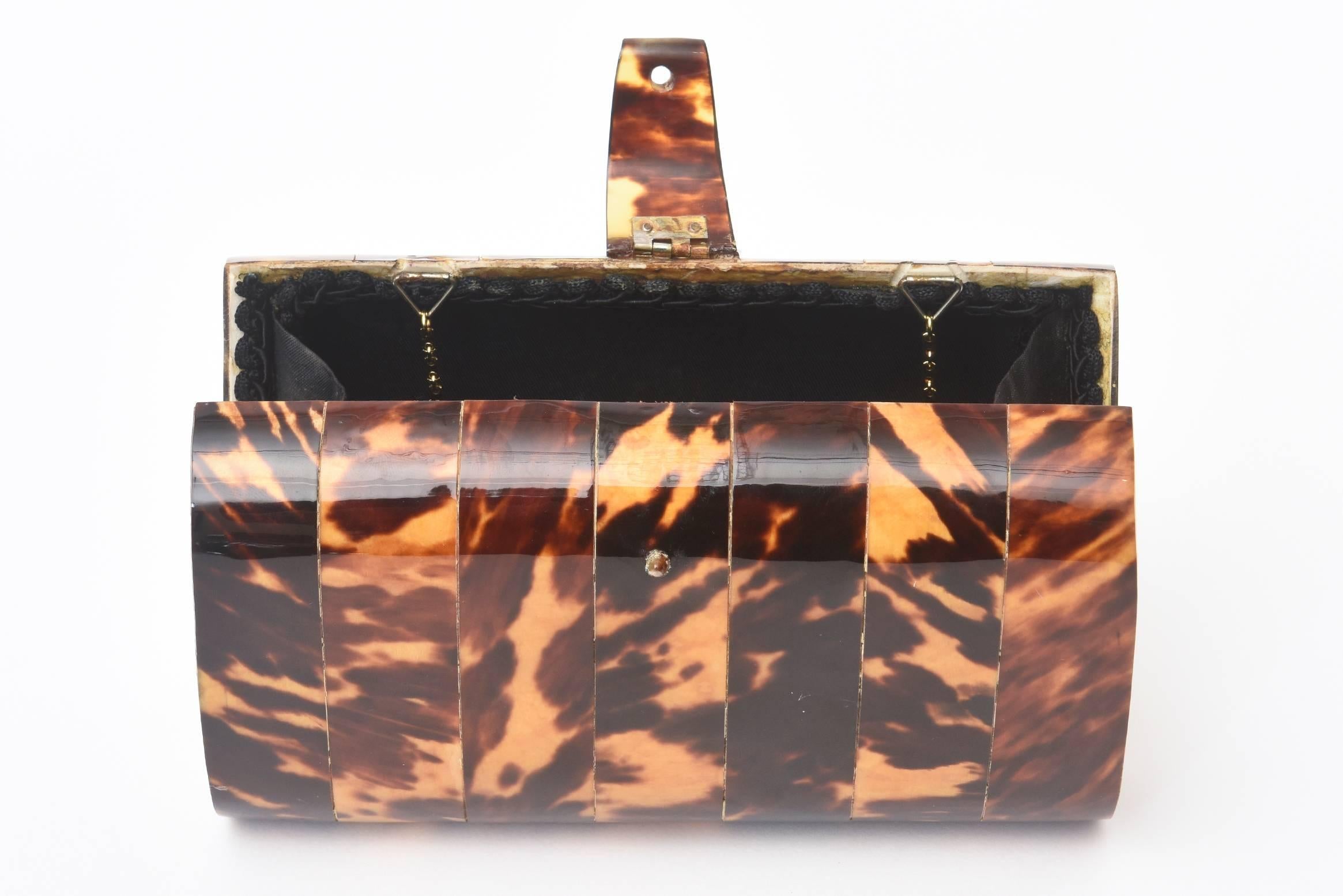 Tortoise Shell Clutch & Shoulder Bag Vintage In Good Condition In North Miami, FL