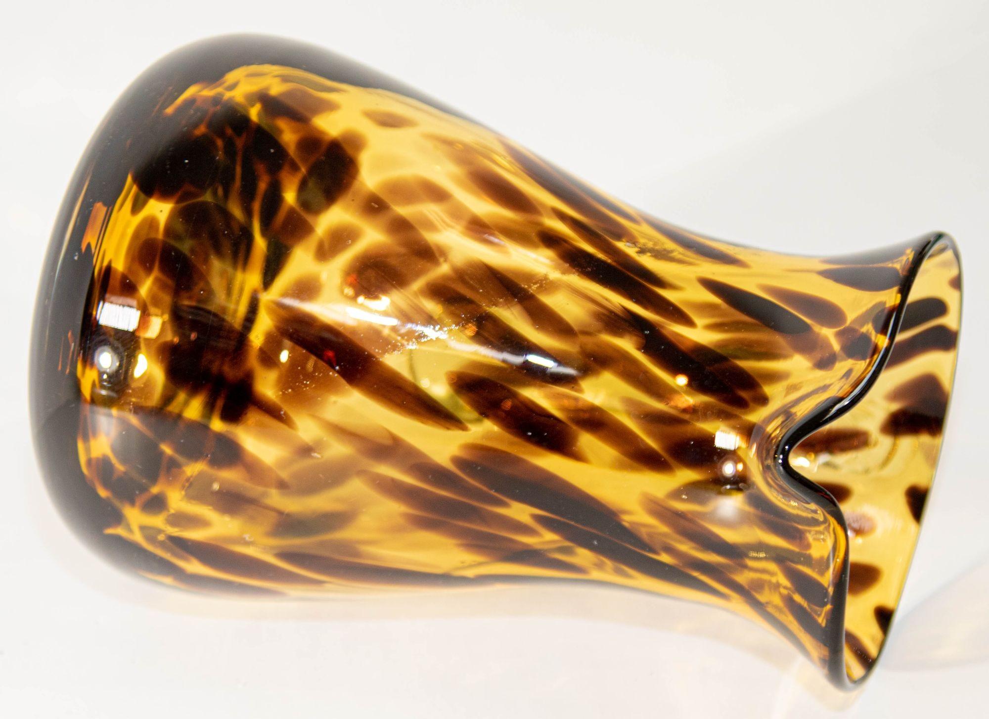 20th Century Vintage Tortoise Shell Hand-Blown Glass Pitcher For Sale