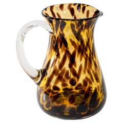 Vintage Hand-Blown Tortoise Shell Glass Pitcher, Italian Murano, 1980
