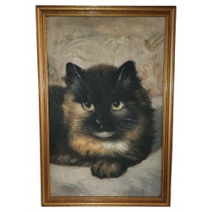 Vintage Tortoiseshell Cat oil Painting