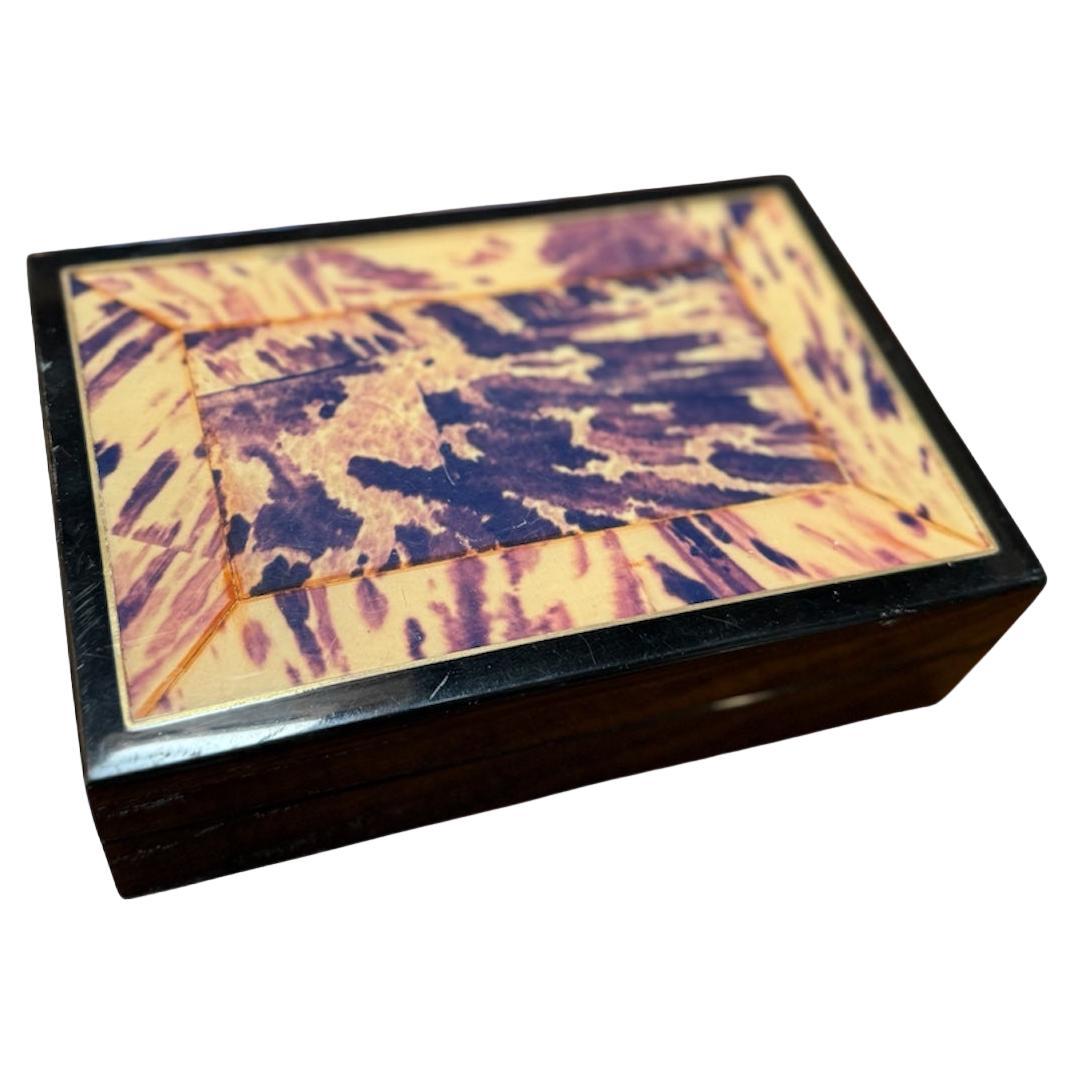 Vintage Tortoiseshell Inlay Wooden Box