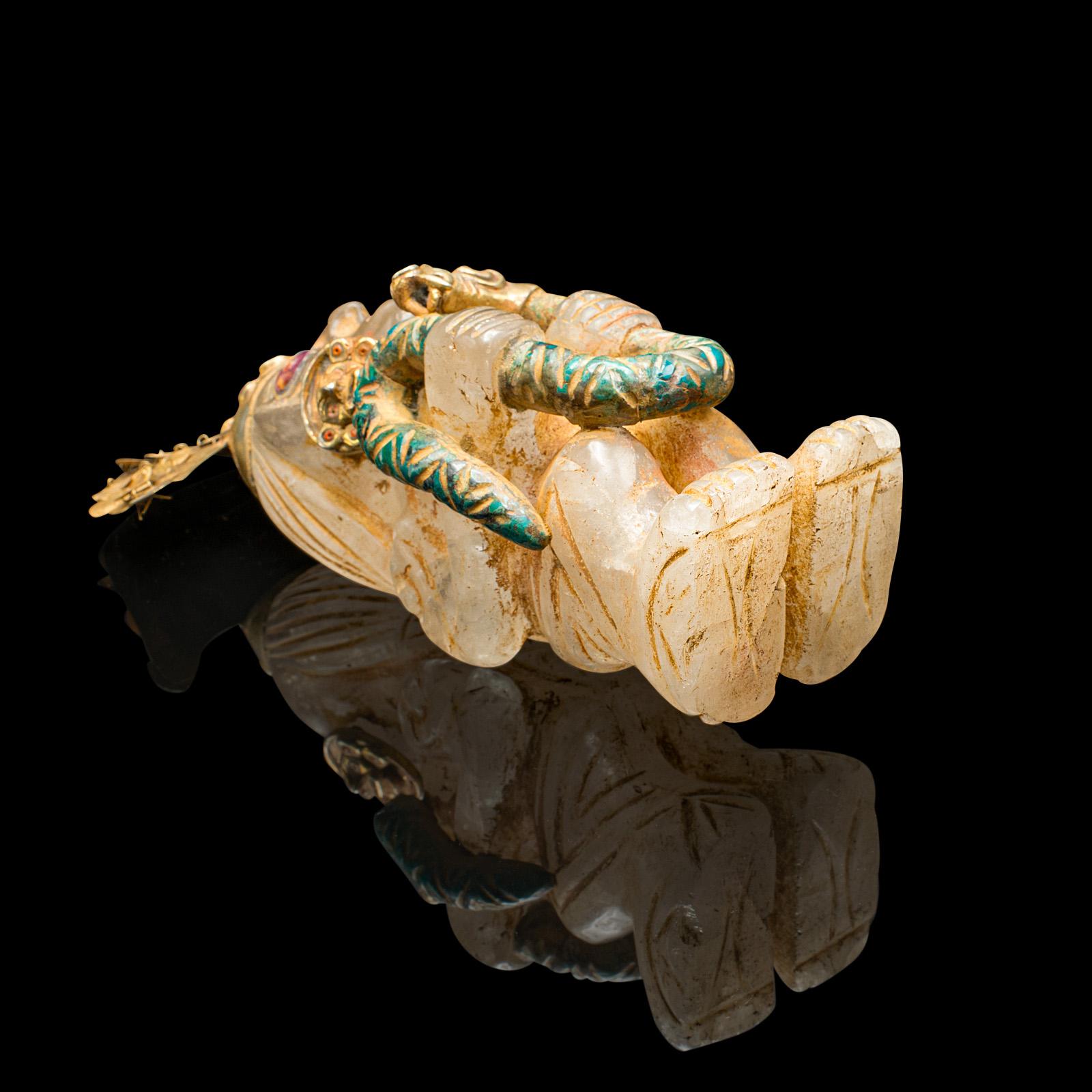 Vintage Totemic Figure, South American, Carved Crystal, Gilt Metal, Tribal Art For Sale 4
