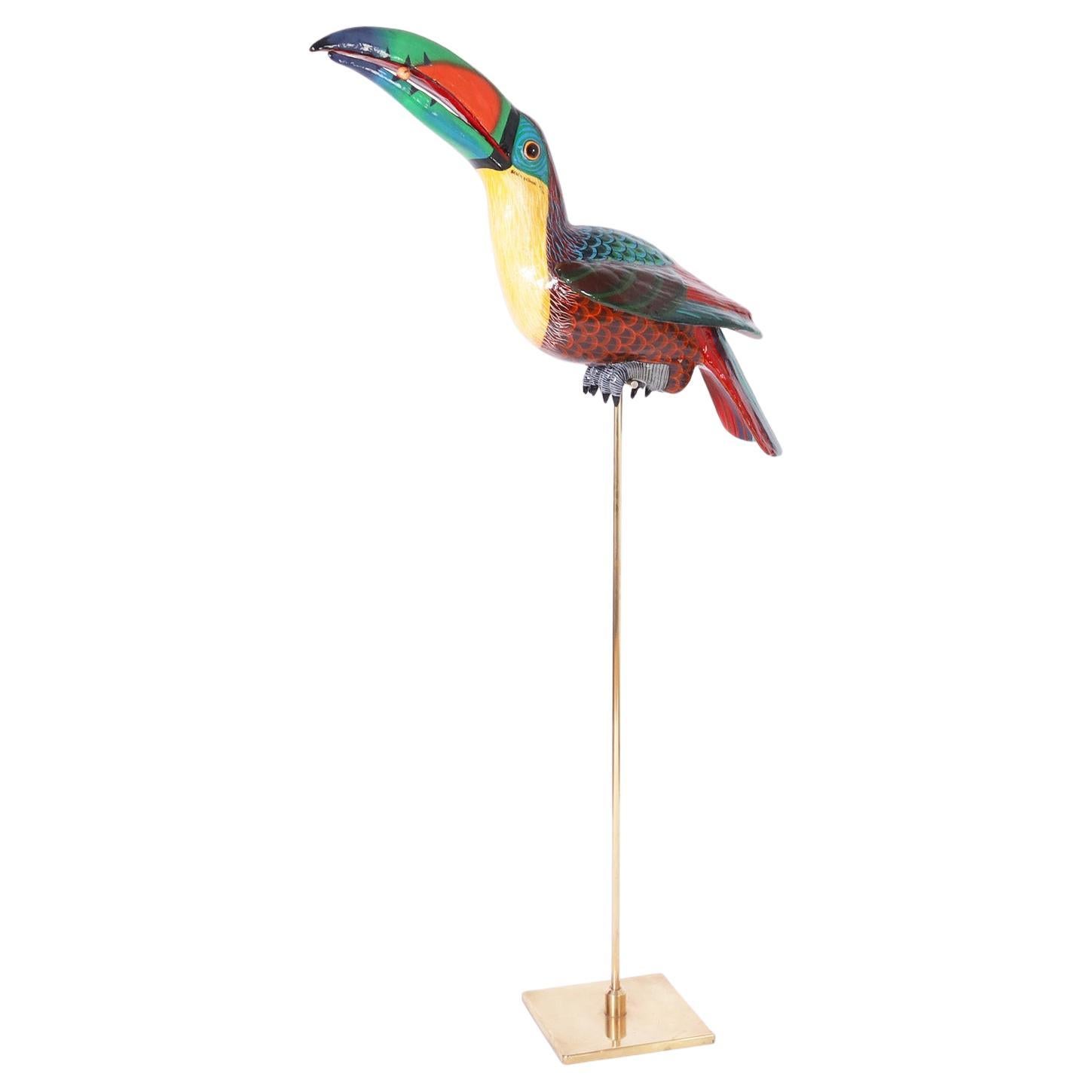 Vintage Toucan Sculpture on a Brass Stand by Sergio Bustamante
