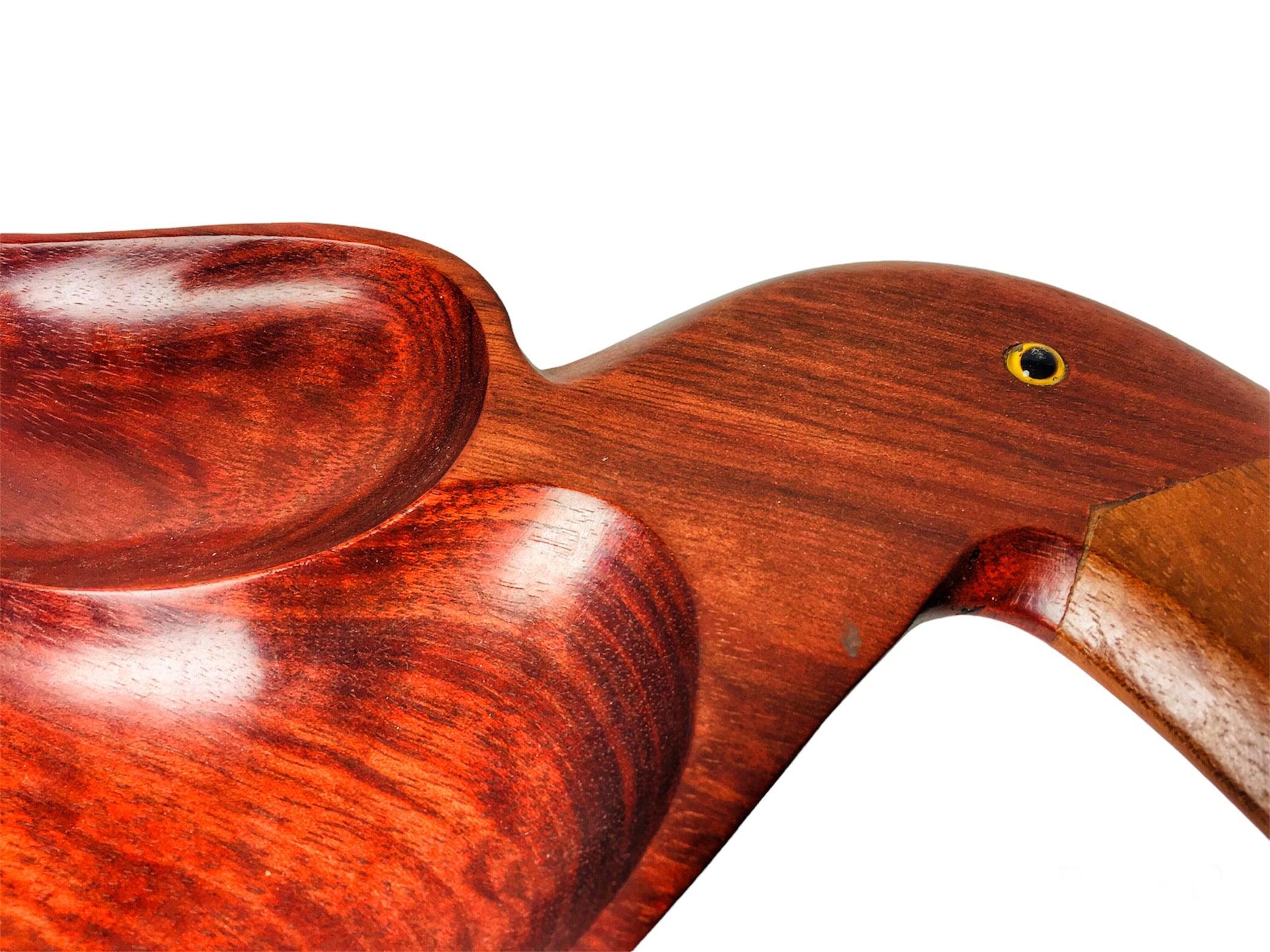 Vintage Toucan Shaped Teak Wood Serving Tray, Snack Bowl In Good Condition For Sale In Budapest, HU