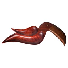 Vintage Toucan Shaped Teak Wood Serving Tray, Snack Bowl